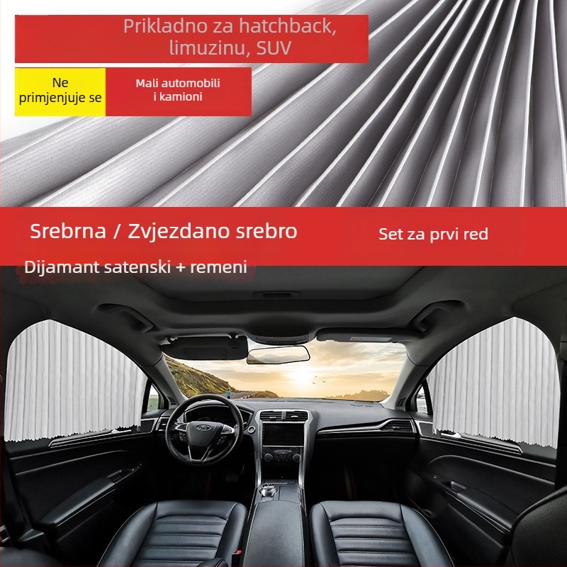 Auto zavjese i sjenilice — debele neprozirne, visići sustav montaže, univerzalno za automobile i terenska vozila