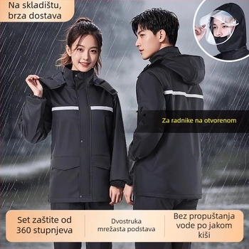 Odrasli unisex komplet kišne jakne i hlača za kišu za motocikl i električno vozilo, debeli Oxford materijal, vodootporni sloj PVC ljepila, potpuna zaštita tijela