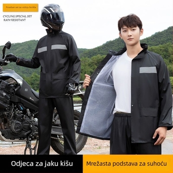 Odrasli unisex komplet kišne jakne i hlača za kišu za motocikl i električno vozilo, debeli Oxford materijal, vodootporni sloj PVC ljepila, potpuna zaštita tijela