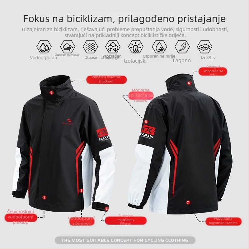 Dvodijelni set kišnog mantila i hlača za vozače motocikla, vanjska uporaba, vodootporan, potpuno pokrivanje, debeli materijal