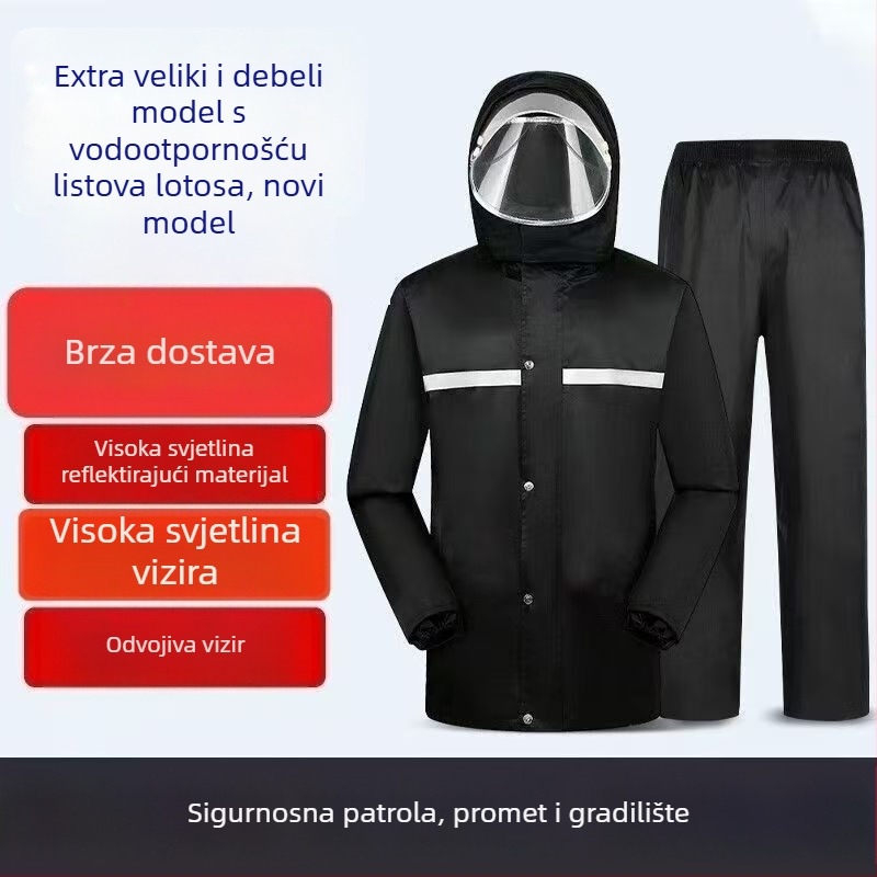 Set kišnog odijela za vožnju biciklom: kabanica i hlače, vodootporni, reflektirajući, Oxford tkanina