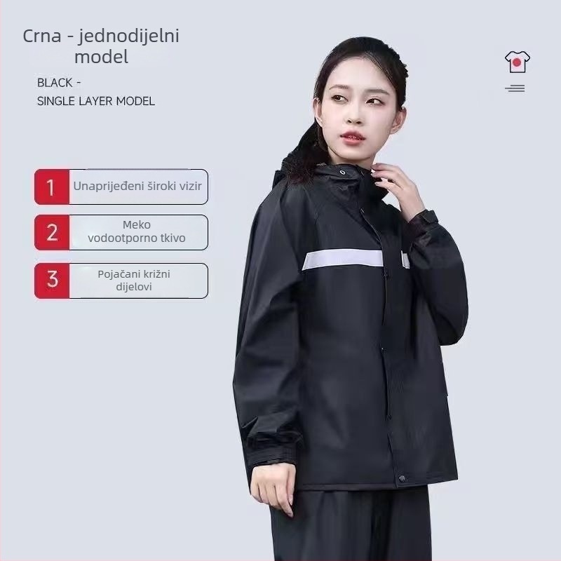 Set kišnog odijela za vožnju biciklom: kabanica i hlače, vodootporni, reflektirajući, Oxford tkanina