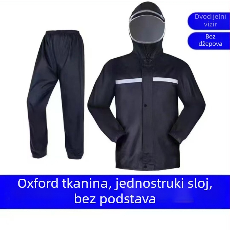 Set kišnog odijela za vožnju biciklom: kabanica i hlače, vodootporni, reflektirajući, Oxford tkanina