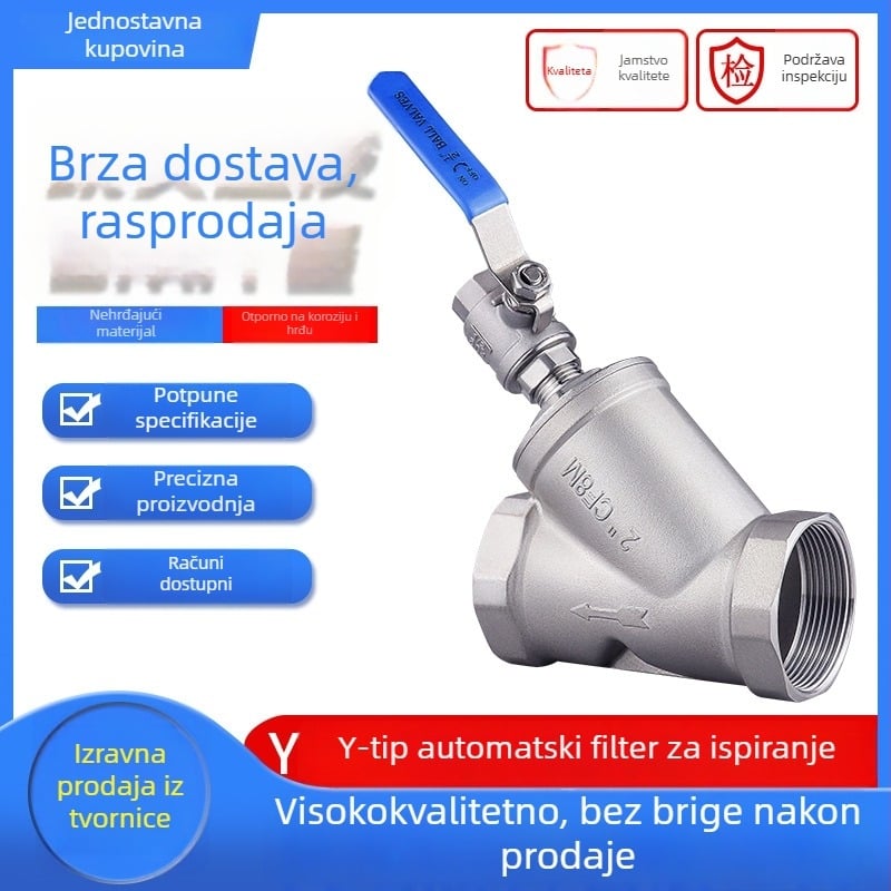 Filter ventil od nehrđajućeg čelika, Y-tip, bez demontaže, unutarnji i vanjski navoj, za nekorozivne plinove