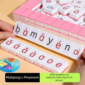 Pinyin Mahjong edukativna abecedna stolna igra za čitanje i učenje jezika — interaktivna plastična igračka za uzrast 7–14 godina