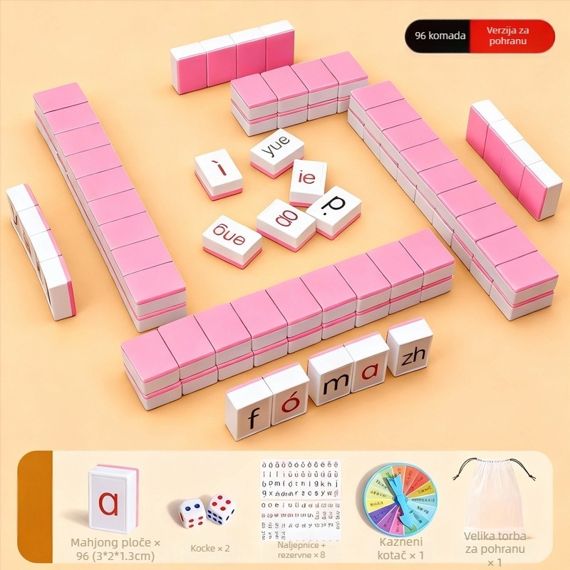 Pinyin Mahjong edukativna abecedna stolna igra za čitanje i učenje jezika — interaktivna plastična igračka za uzrast 7–14 godina