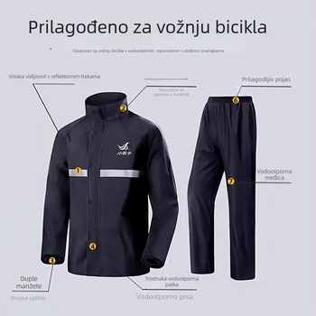 Little Swallow muški dvodijelni kišni komplet za motocikl, potpuno pokrivanje, vodootporan PVC premaz na tkanini Chunya Spun