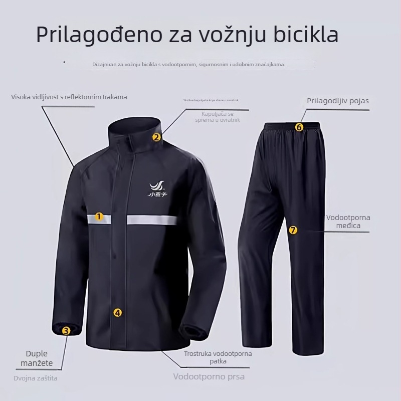 Little Swallow muški dvodijelni kišni komplet za motocikl, potpuno pokrivanje, vodootporan PVC premaz na tkanini Chunya Spun