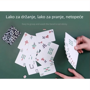 Skup karata za stolne igre Mahjong i poker, debeli karti, 144 kartica, prijenosni putni set, 108 Mahjong pločica, otporan na preklapanje