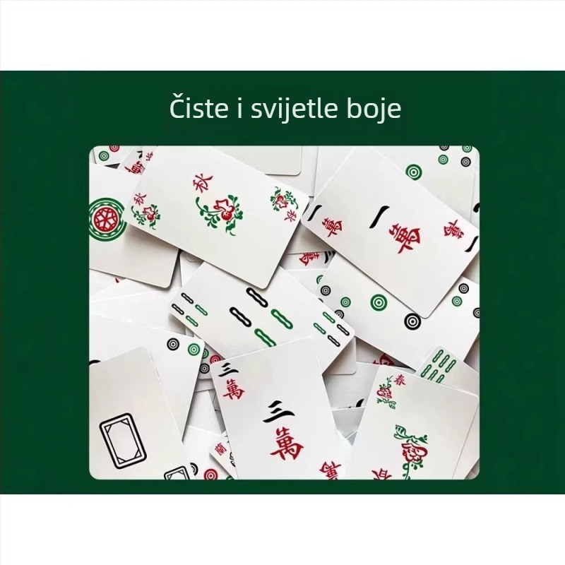 Skup karata za stolne igre Mahjong i poker, debeli karti, 144 kartica, prijenosni putni set, 108 Mahjong pločica, otporan na preklapanje