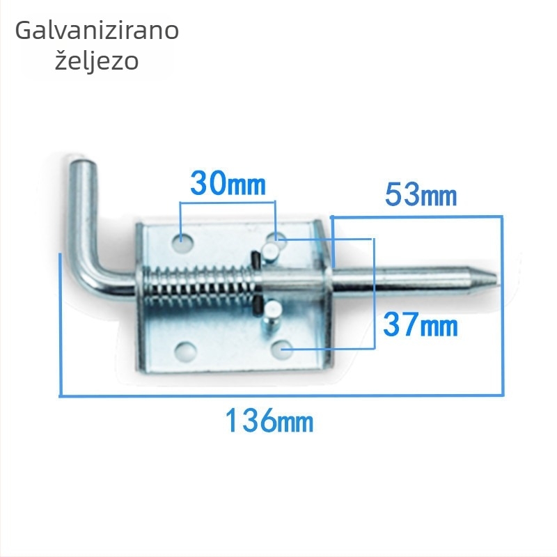 Teški zasun mehanizam, materijal: 304 nehrđajući čelik / galvanizirano željezo, Model 000, Završna obrada: vibracijska / plavi cinkasti premaz