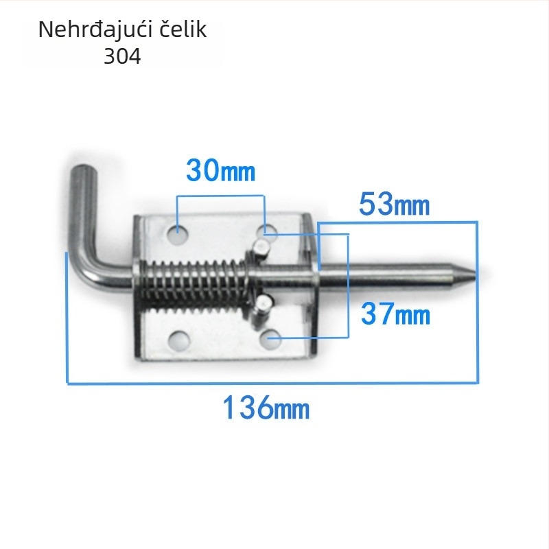 Teški zasun mehanizam, materijal: 304 nehrđajući čelik / galvanizirano željezo, Model 000, Završna obrada: vibracijska / plavi cinkasti premaz