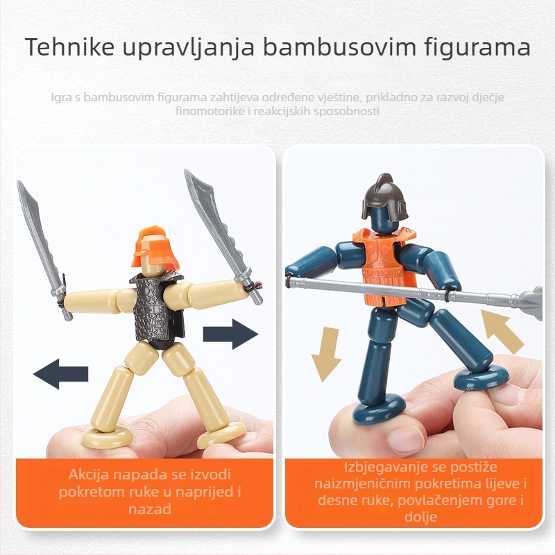Plastična društvena igra za djecu 4–6 godina, s borbenim režimom i interaktivnom igrom, potiče razmišljanje, koordinaciju ruka-oko i kognitivne sposobnosti.