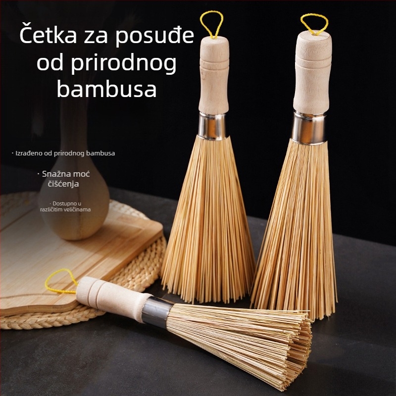 Tradicionalna bambus kuhinjska četka za posuđe i lonce, uklanjanje mrlja, kuhinjsko čišćenje