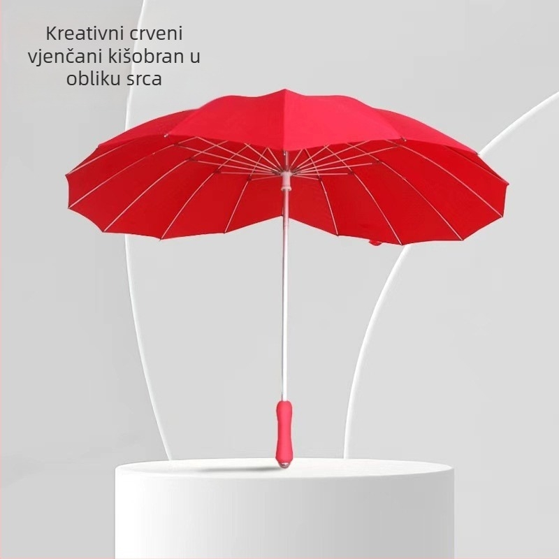 Kišobran u obliku srca, aluminijska legura, 16 rebara od vlaknastog materijala, EVA drška, ručno otvaranje i zatvaranje, mogućnost logotipa