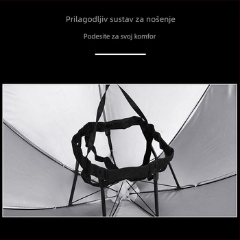 Šešir-kišobran na glavi s 8 rebara željeznog okvira, poliester 170T, plastična šipka i drška, ručno otvaranje i zatvaranje, pogodno za vanjske aktivnosti (ribolov, fotografiranje)
