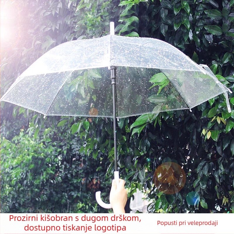 Dugački kišobran s željeznim rebrima i osovinom, plastična tkanina, ručno otvaranje, poluautomatno zatvaranje, mogućnost ispisa logotipa