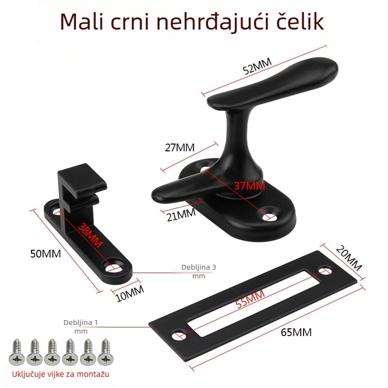 Nerđajući čelični zasun za vrata, površinski montiran, suvremeni minimalistički dizajn