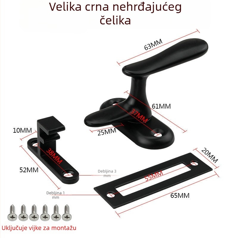 Nerđajući čelični zasun za vrata, površinski montiran, suvremeni minimalistički dizajn
