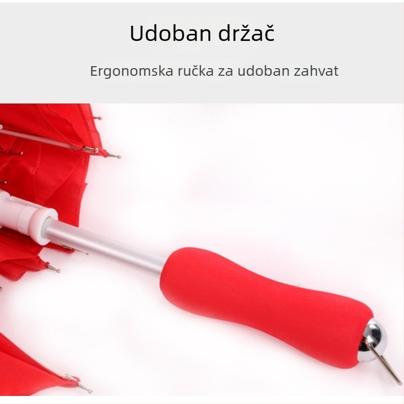 Srcolni svadbeni kišobran, automatsko otvaranje, 16 krakova, aluminijski središnji štap, tkanina 190T Impact Cloth, prilagodljiv
