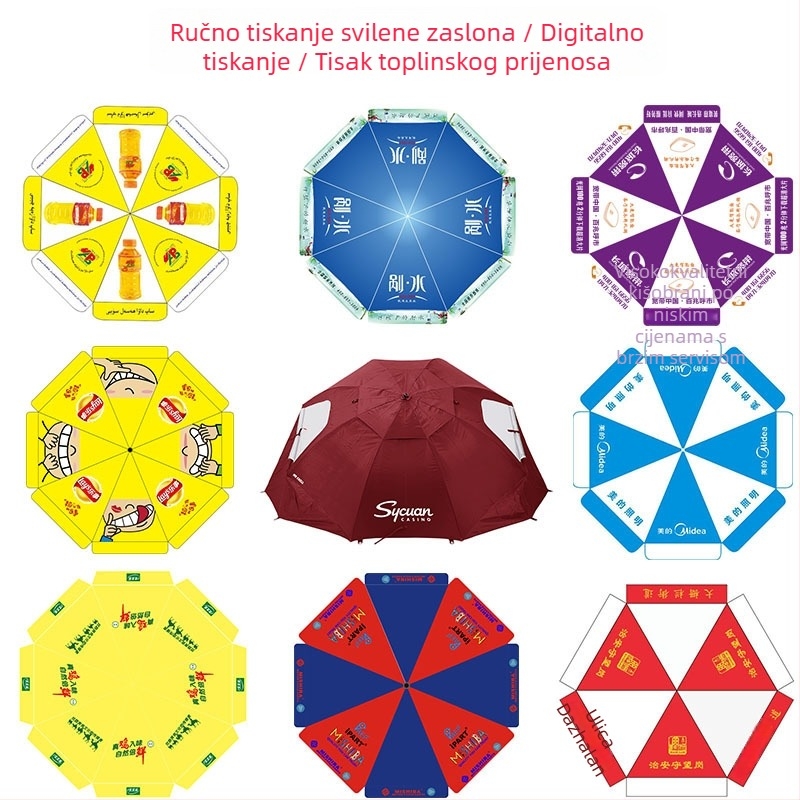 Suncobran s poliestrom, 8 čeličnih rebara, UPF > 50, ručno otvaranje zatvaranje