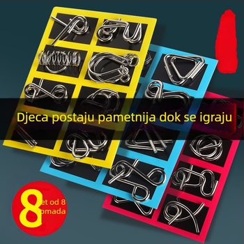 Puzzle s željeznim prstenima, 8 dijelova za razvoj kognitivnih sposobnosti