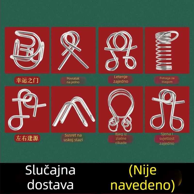 Puzzle s željeznim prstenima, 8 dijelova za razvoj kognitivnih sposobnosti