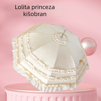 Lolita kišobran s dugom drškom u gotičkom stilu princeze, kupola u obliku uha, aluminijski okvir sa 8 rebara, ručno otvaranje, tkanina otporna na udarce uz vinilno ljepilo