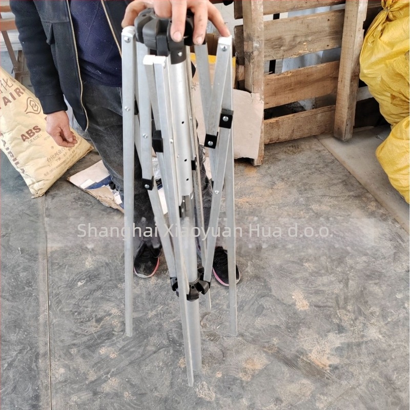 Stalak za kišobran s sklopivim okvirom ograde, aluminijski spoj, 4 rebara, poliester platno, čelična osovina, aluminijska drška