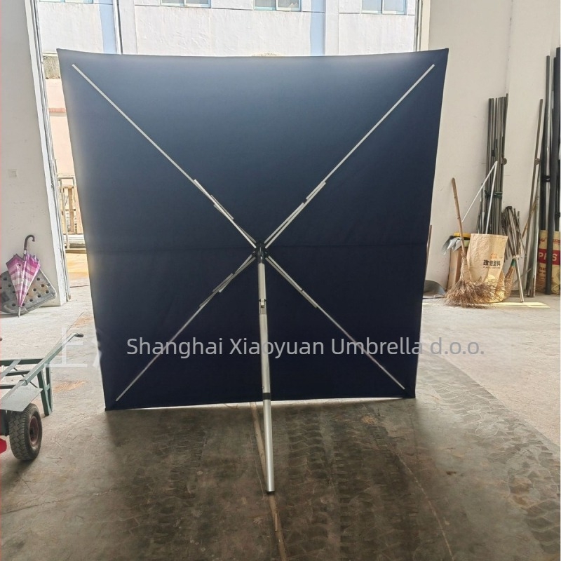 Stalak za kišobran s sklopivim okvirom ograde, aluminijski spoj, 4 rebara, poliester platno, čelična osovina, aluminijska drška