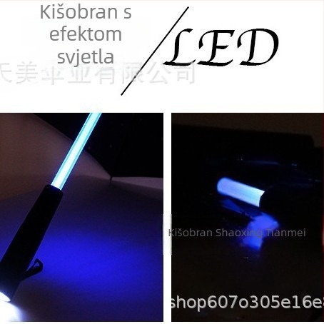 LED osvijetljeni kišobran sa srednjim drškom, automatsko otvaranje, ručno zatvaranje, 8 rebara od vlakana, EVA osovina, mogućnost prilagođenog logotipa