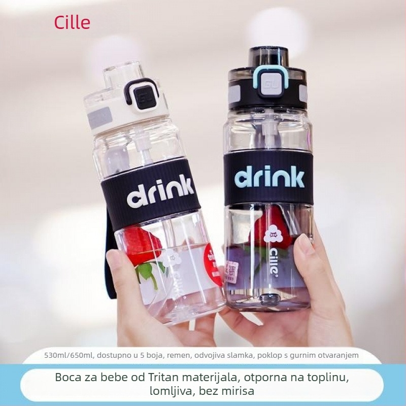 Tritan čaša za vodu za djecu – velik kapacitet, prijenosna, za piće izravno, otporna na padove, sportska čaša