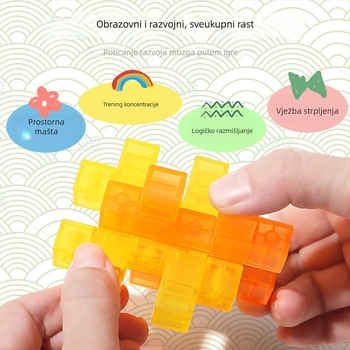 Obrazovni puzzle s Lu Ban zámkom (Kongming Lock) – ABS, obrazovni, rješavanje zámki i prstena, za uzrast 7–14 godina, prilagodba prema slici