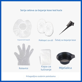 Set alata za bojanje kose s posudom i češljem, osmeročlani DIY set za kućnu upotrebu, neto sadržaj 15 g