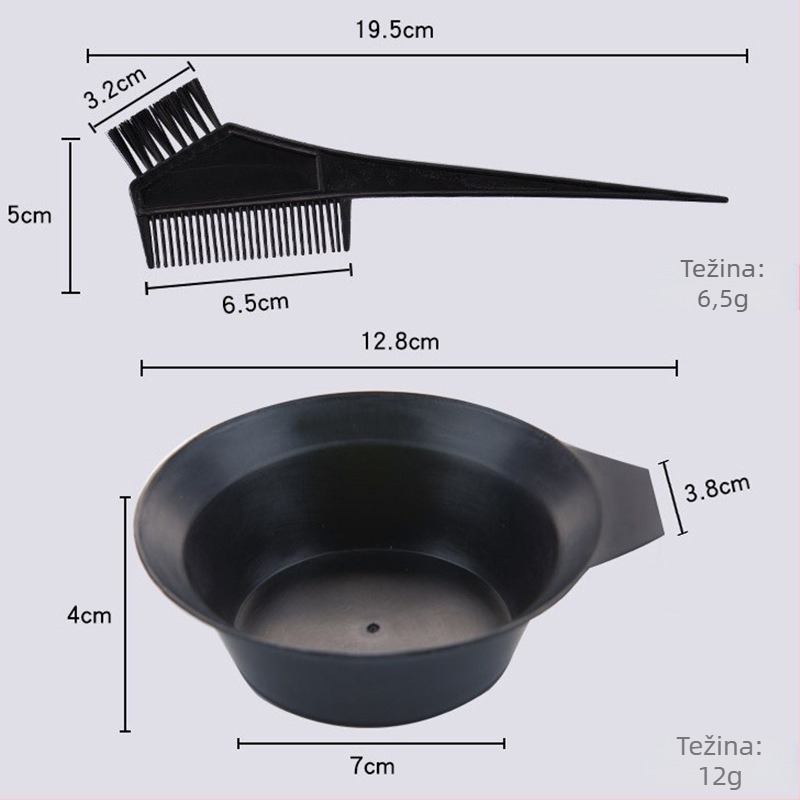 Set alata za bojanje kose s posudom i češljem, osmeročlani DIY set za kućnu upotrebu, neto sadržaj 15 g