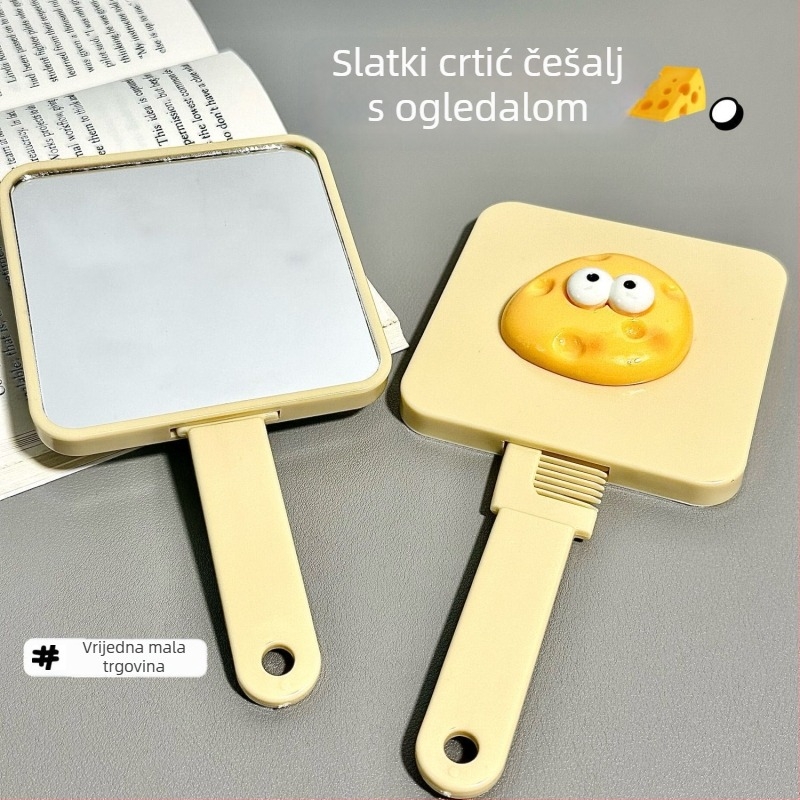 Češalj za kosu od ABS plastike, 2-u-1 ogledalo i češalj, prijenosni, za njegu kose i masažu