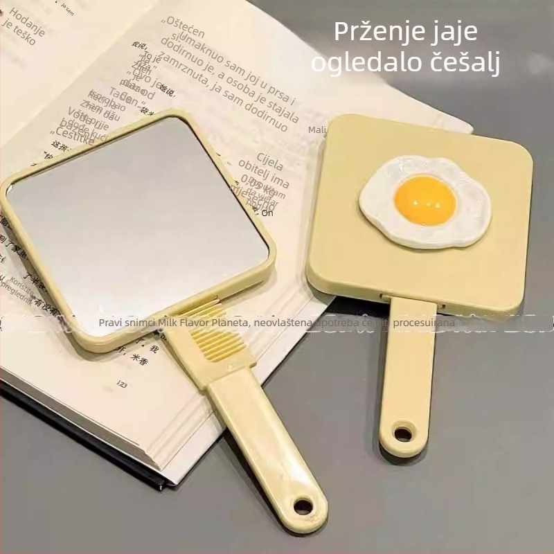 Češalj za kosu od ABS plastike, 2-u-1 ogledalo i češalj, prijenosni, za njegu kose i masažu