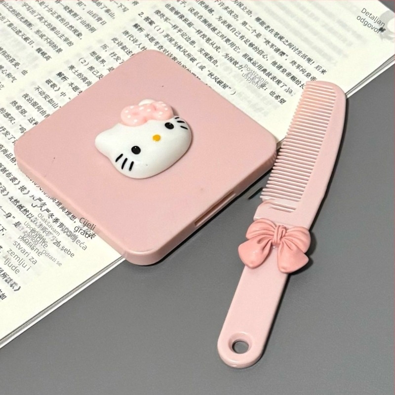 Češalj za kosu od ABS plastike, 2-u-1 ogledalo i češalj, prijenosni, za njegu kose i masažu