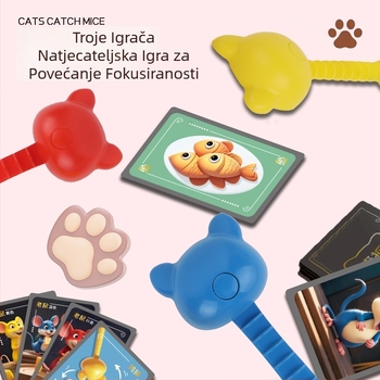 Dječja društvena igra Cat and Mouse za interakciju roditelj-dijete, edukativna igra za poticanje razmišljanja i koncentracije, trening reakcije, multiplayer borba; Materijal: papir; Klasifikacija: šah i karta; Posebne značajke: trening reakcije; Dobna skup