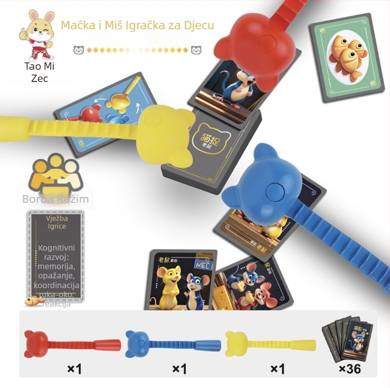 Dječja društvena igra Cat and Mouse za interakciju roditelj-dijete, edukativna igra za poticanje razmišljanja i koncentracije, trening reakcije, multiplayer borba; Materijal: papir; Klasifikacija: šah i karta; Posebne značajke: trening reakcije; Dobna skup