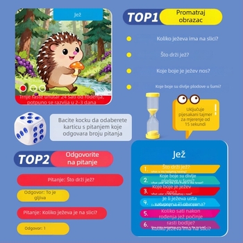 Karte društvene igre za dva igrača: materijal papir; kategorija: kartice društvene igre; karakteristike: dvoboje između dvaju igrača; dob: 4–6 godina