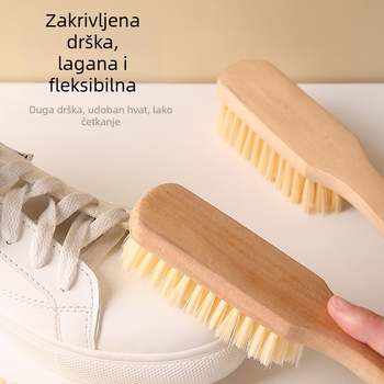 Četka za cipele s drvenom drškom i ugrađenom rupom za kačenje za dezinfekciju — moderni minimalistički stil (Drvena drška; Ugrađena rupa za kačenje; Dezinfekcija; Moderni stil)