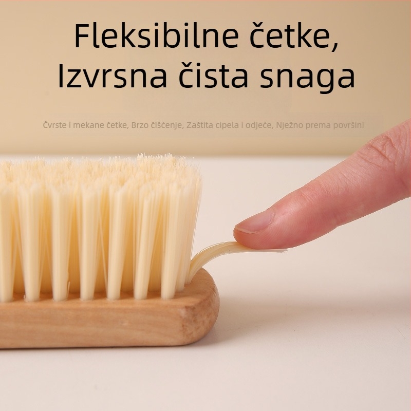 Četka za cipele s drvenom drškom i ugrađenom rupom za kačenje za dezinfekciju — moderni minimalistički stil (Drvena drška; Ugrađena rupa za kačenje; Dezinfekcija; Moderni stil)
