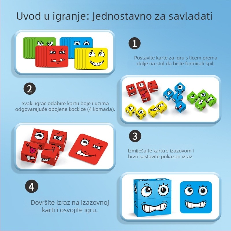 Puzle blokovi s promjenom lica za djecu — poticanje prostornog razmišljanja, edukativna druženja uz interakciju roditelj-dijete