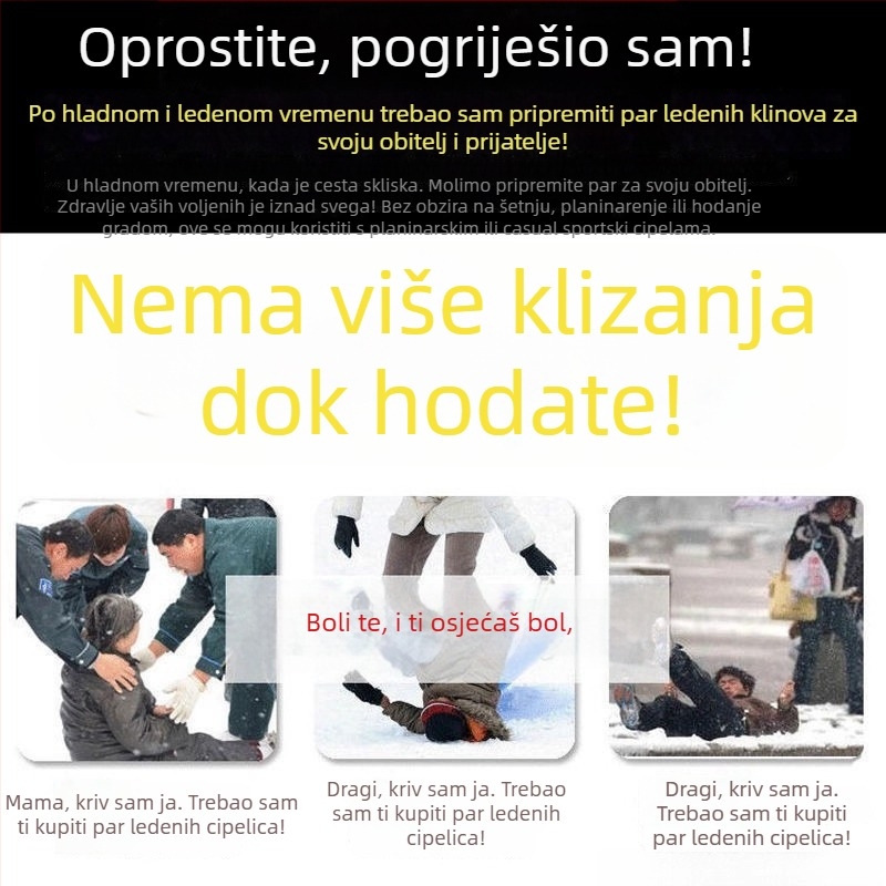 Silikonske snježne kramponice za cipele — protuklizne, s 4–10 zuba, za vanjske sportove