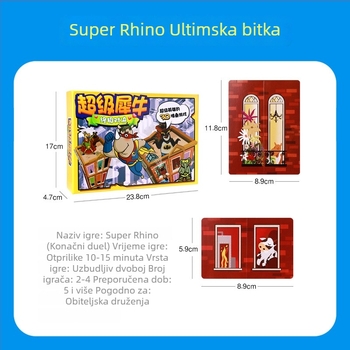 Super Rhino društvena igra s karticama — Edukativna obiteljska igra za djecu, 3D slaganje za 2–4 igrača; Materijal: papir; Proizvođač: Hengxi; Kategorija: kartične društvene igre; Razvoj sposobnosti: Emocije