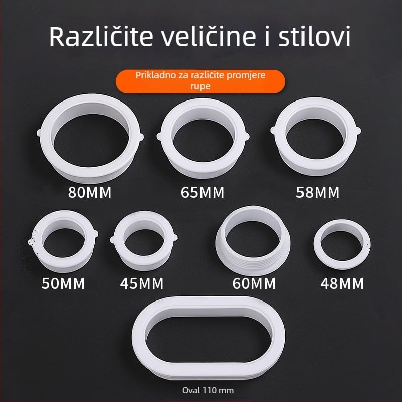 Dvostruki brtveni prsten za rub ormarića s dekorativnim poklopcem otvora i odvodnim prstenom – PP materijal, moderni jednostavan stil, Značka Neck Strength