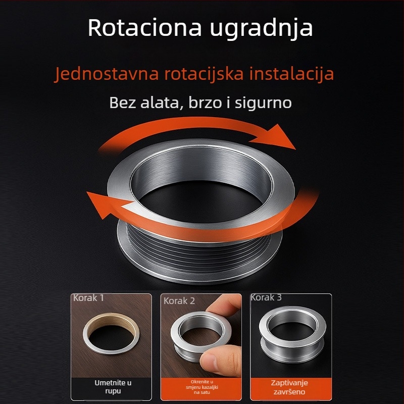 Dvostruki brtveni prsten za rub ormarića s dekorativnim poklopcem otvora i odvodnim prstenom – PP materijal, moderni jednostavan stil, Značka Neck Strength