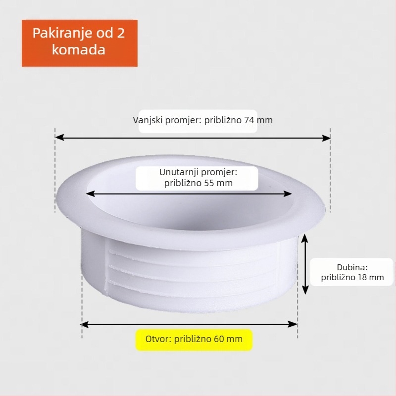 Dvostruki brtveni prsten za rub ormarića s dekorativnim poklopcem otvora i odvodnim prstenom – PP materijal, moderni jednostavan stil, Značka Neck Strength