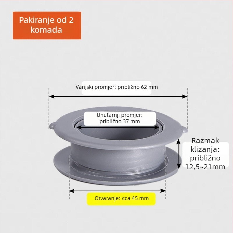 Dvostruki brtveni prsten za rub ormarića s dekorativnim poklopcem otvora i odvodnim prstenom – PP materijal, moderni jednostavan stil, Značka Neck Strength